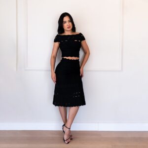 Saia Midi Evasê Malu Preto