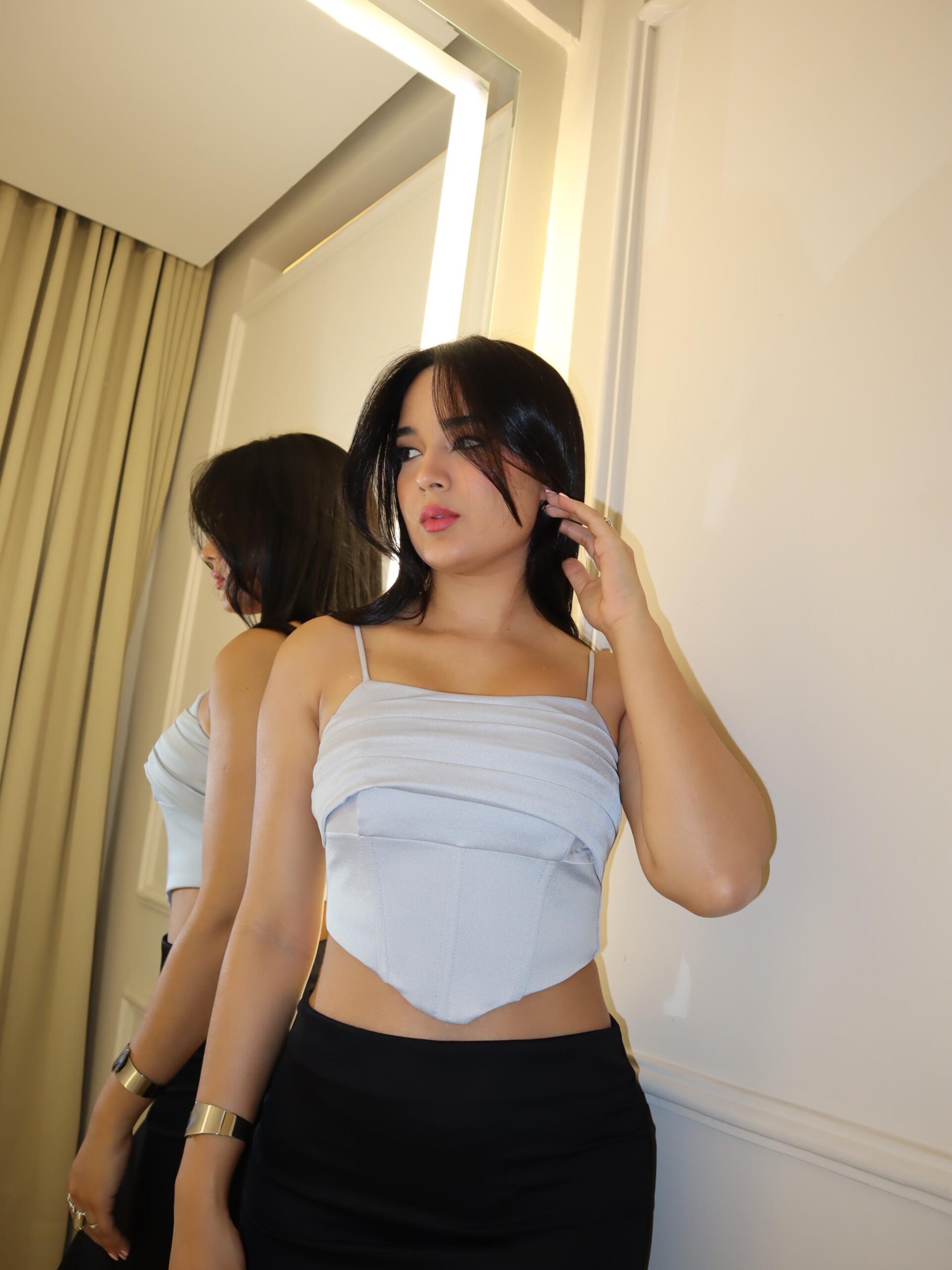 Cropped corset Cris Cinza