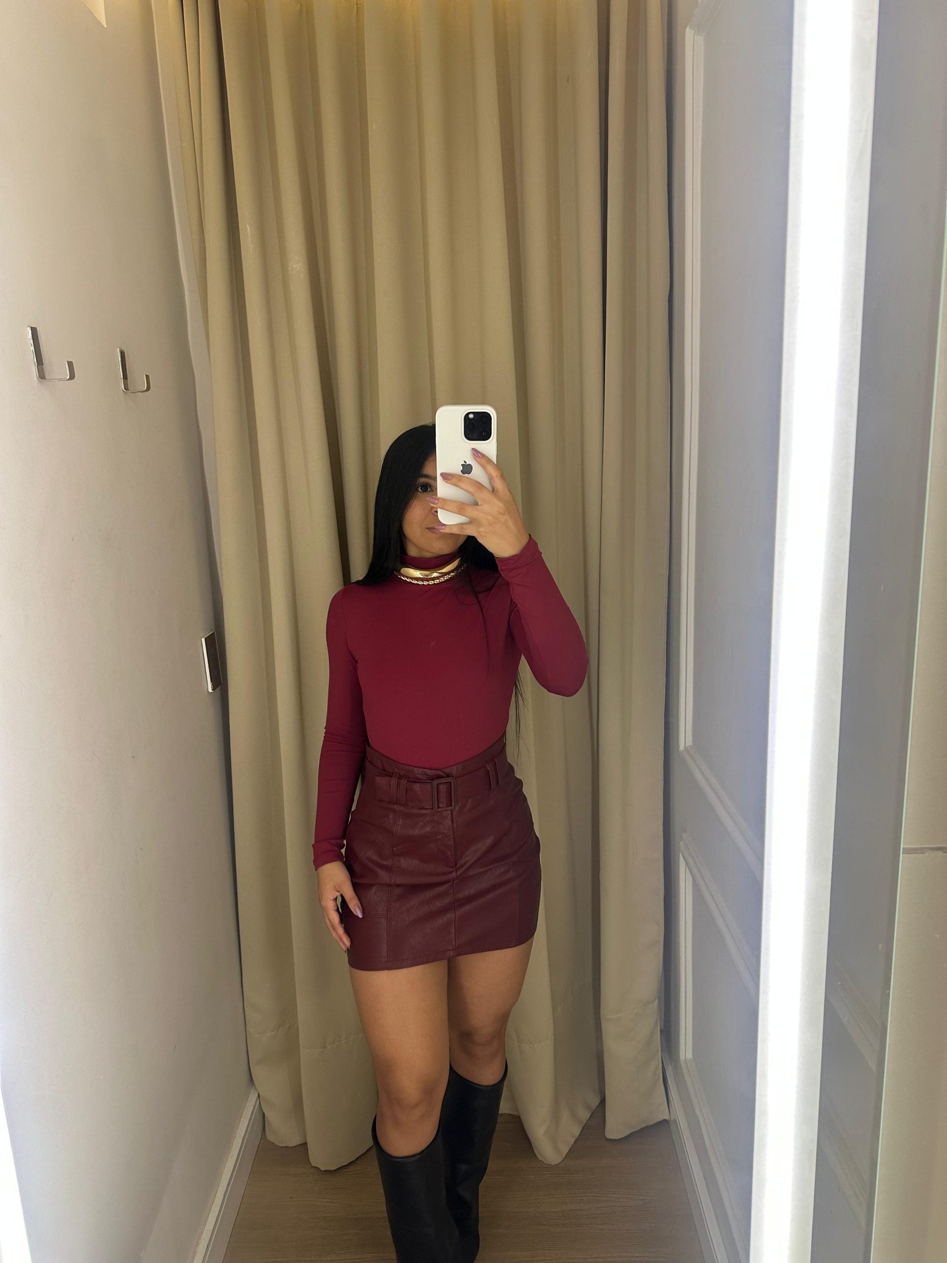 Saia couro Bordô - Imagem 5