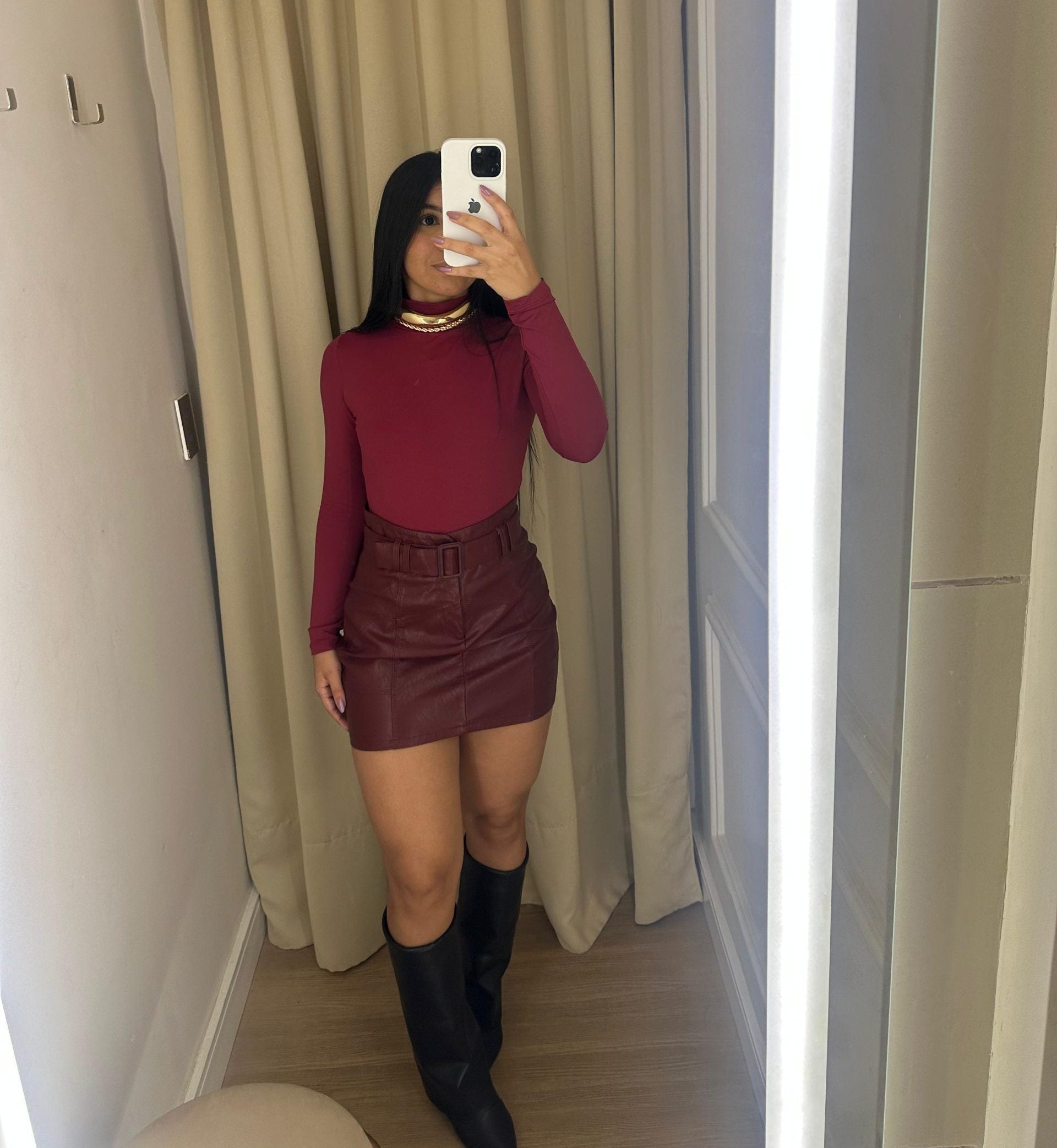 Saia couro Bordô - Imagem 6