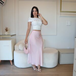 Saia Emilia Cetim Rosa