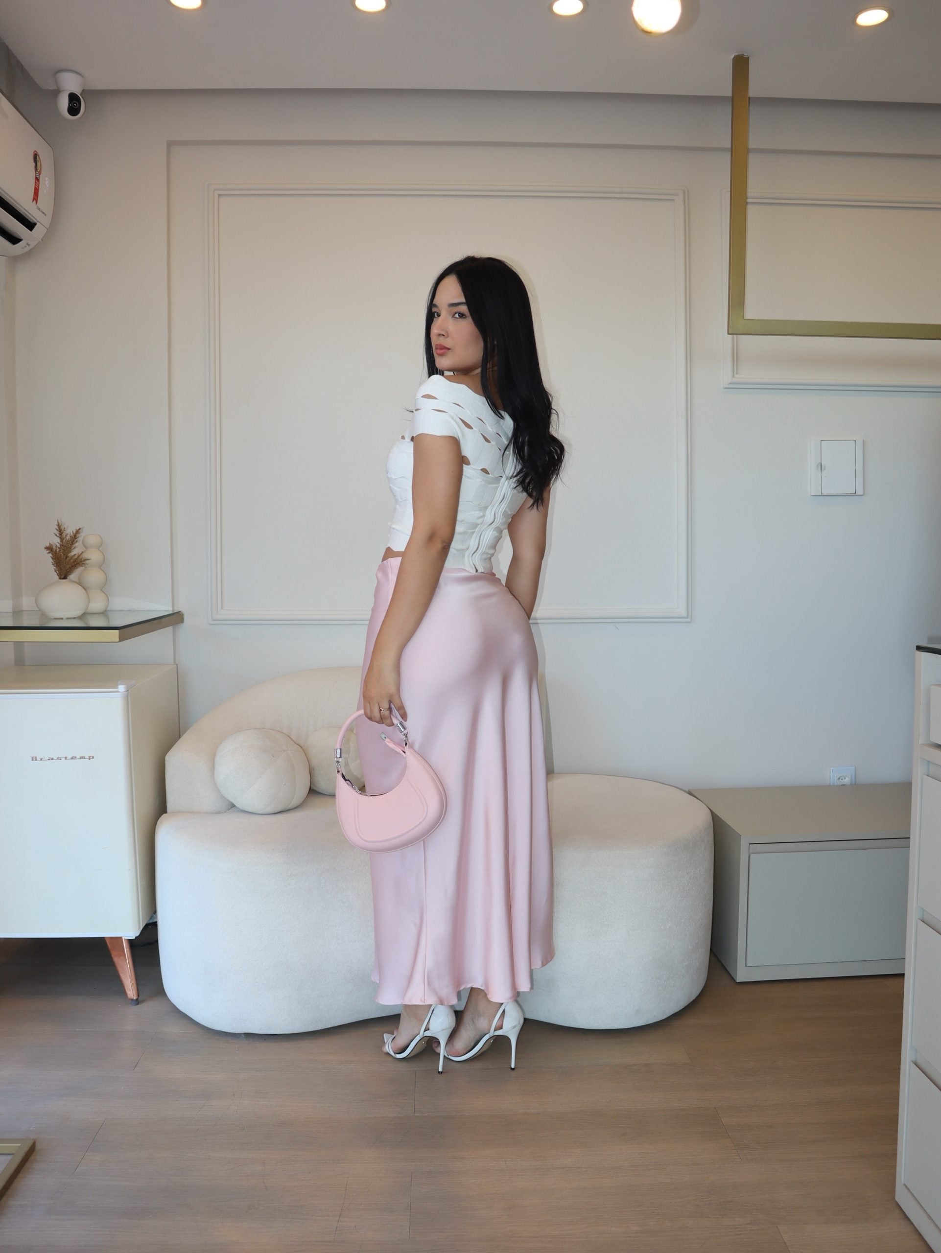 Saia Emilia Cetim Rosa - Imagem 2